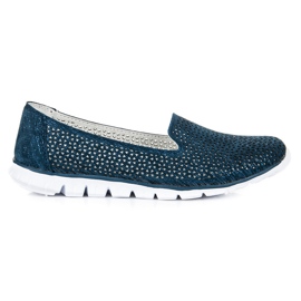 Vinceza Signori in pelle traforata blu navy