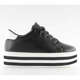 Sneakers nere nere con suola alta nero