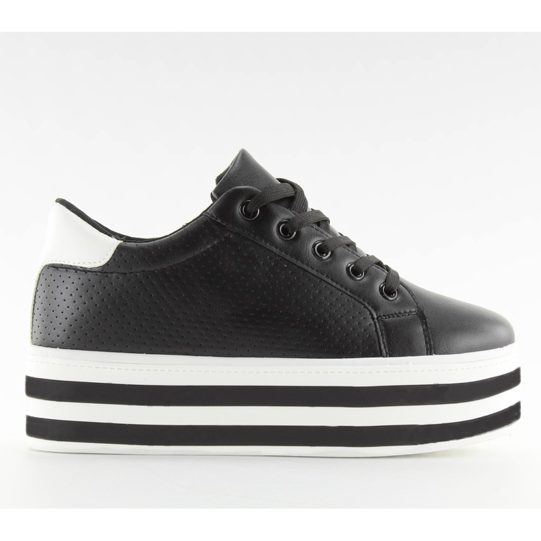 Sneakers nere nere con suola alta nero