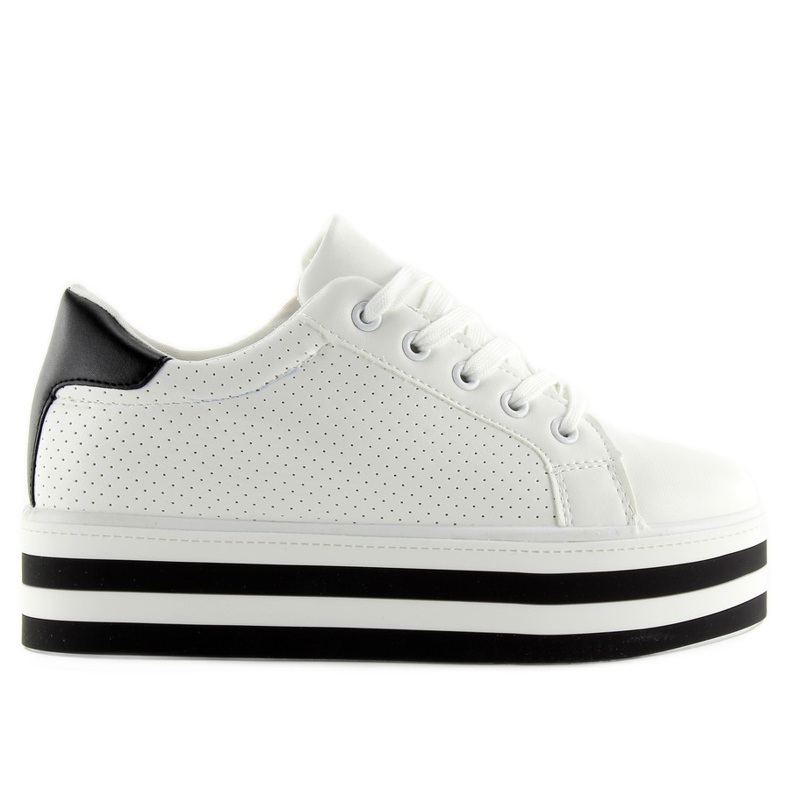 Sneakers bianche su suola alta bianca
