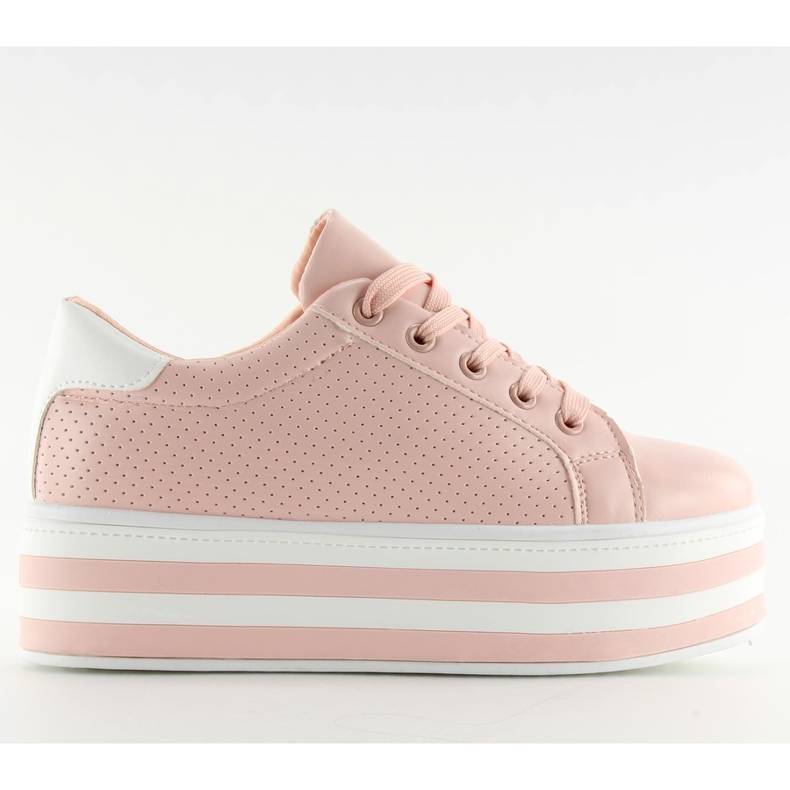 Sneakers rosa rosa su suola alta