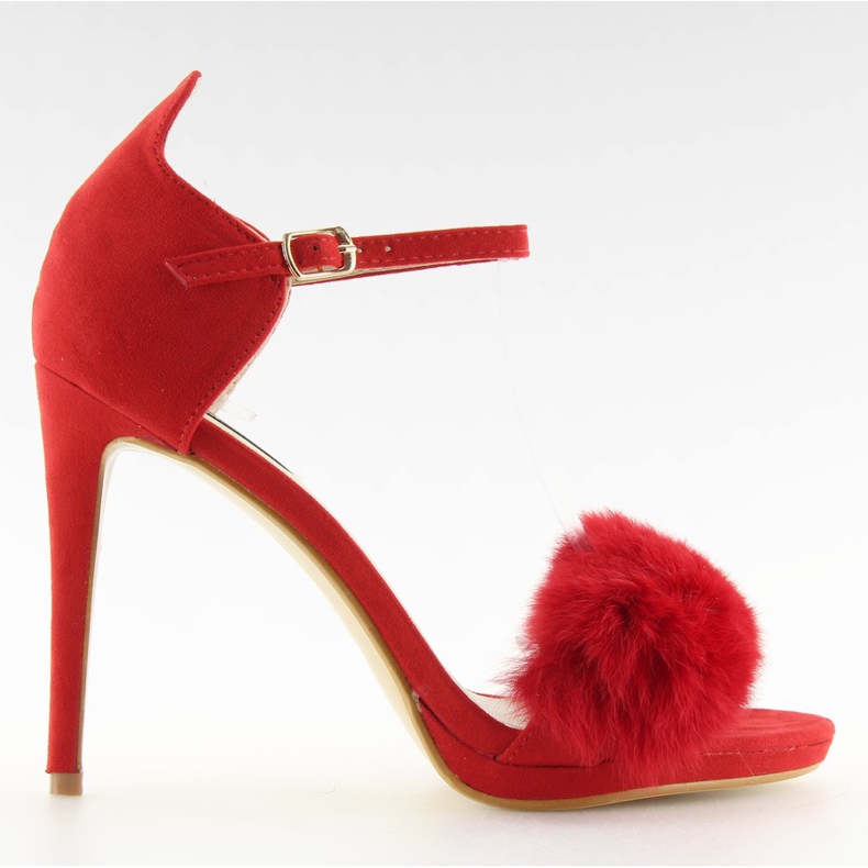 Sandali su uno stiletto rosso L6120 rosso