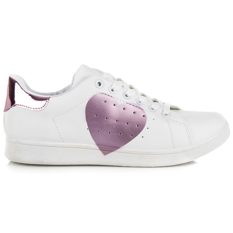 Sneakers bianche con un cuore bianca viola