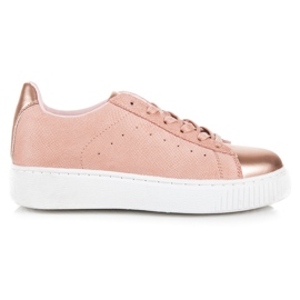 Sneakers allacciate con stampa serpente rosa