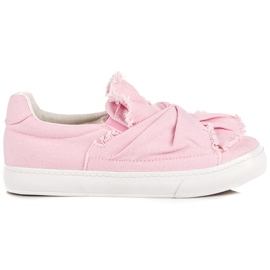 Sneakers slip-on con fiocco rosa