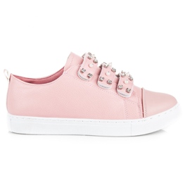Sneakers allacciate con velcro rosa
