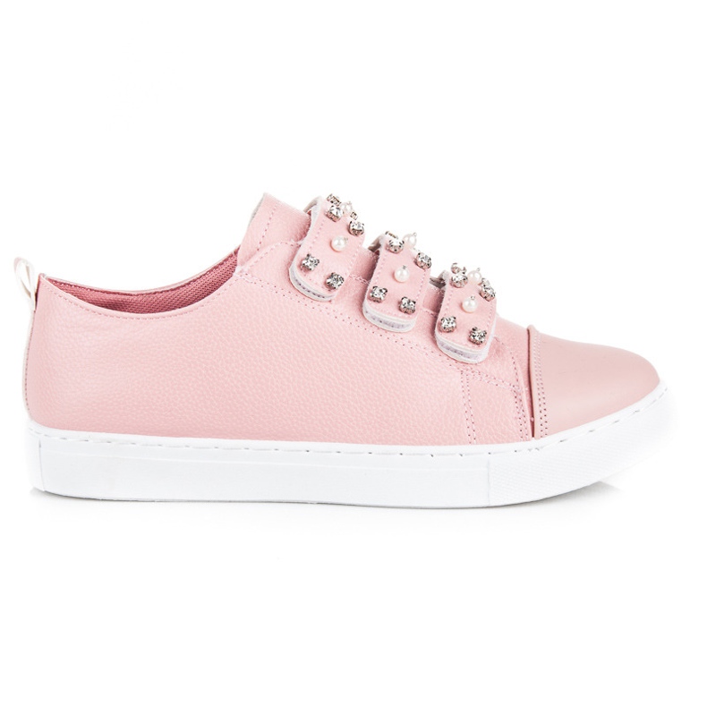 Sneakers allacciate con velcro rosa