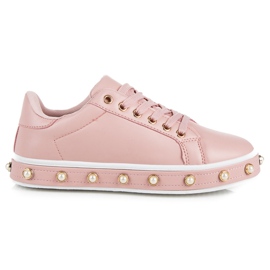 Sneakers alla moda con perle rosa
