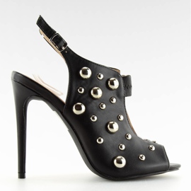 Sandali neri con borchie nere 708-11 Nero
