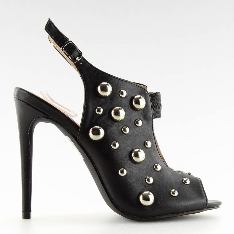 Sandali neri con borchie nere 708-11 Nero