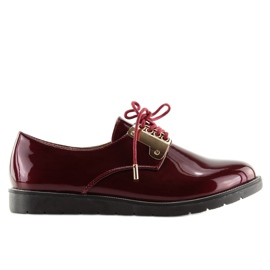 Mocassini Stringati Bordeaux Wh-1H184 Rosso