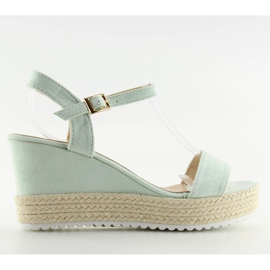 Sandali con zeppa espadrillas acquamarina R120P L.GREEN verde