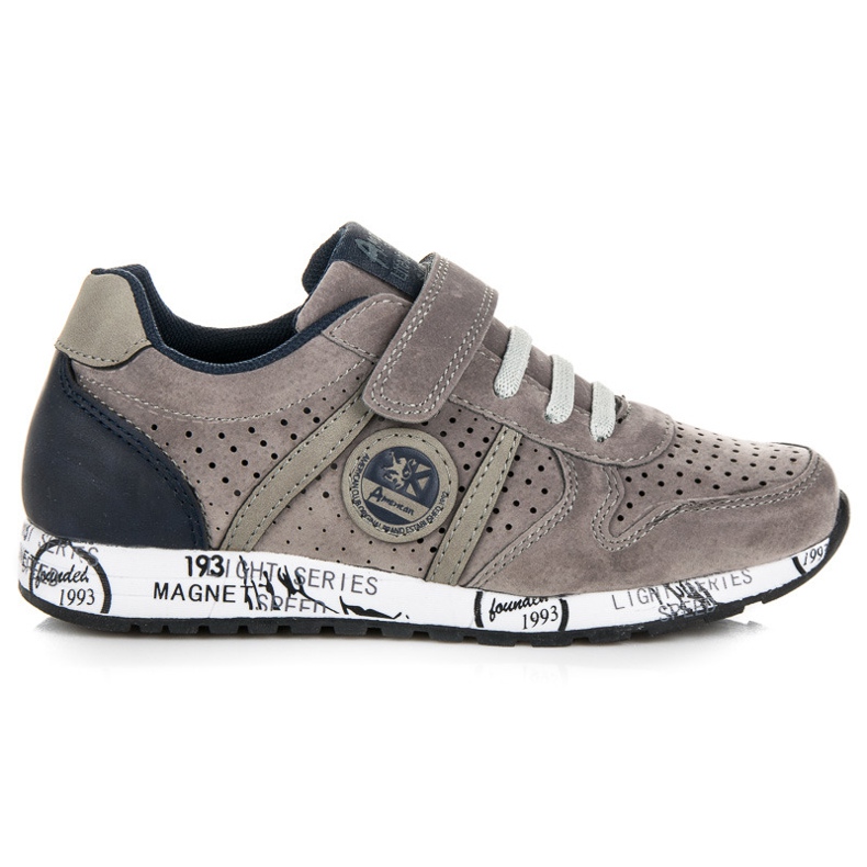 American Club Sneakers con elastico e velcro grigio