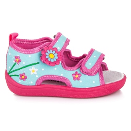 American Club Ciabatte in velcro per bambini rosa blu