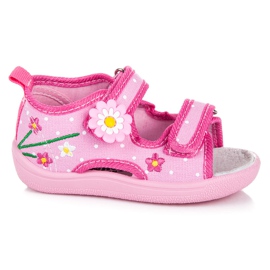 American Club Ciabatte in velcro per bambini rosa