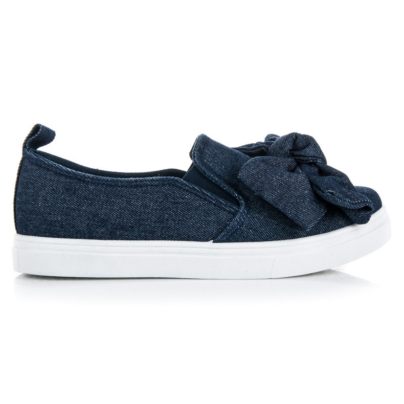 Slipon Di Jeans Con Un Fiocco blu