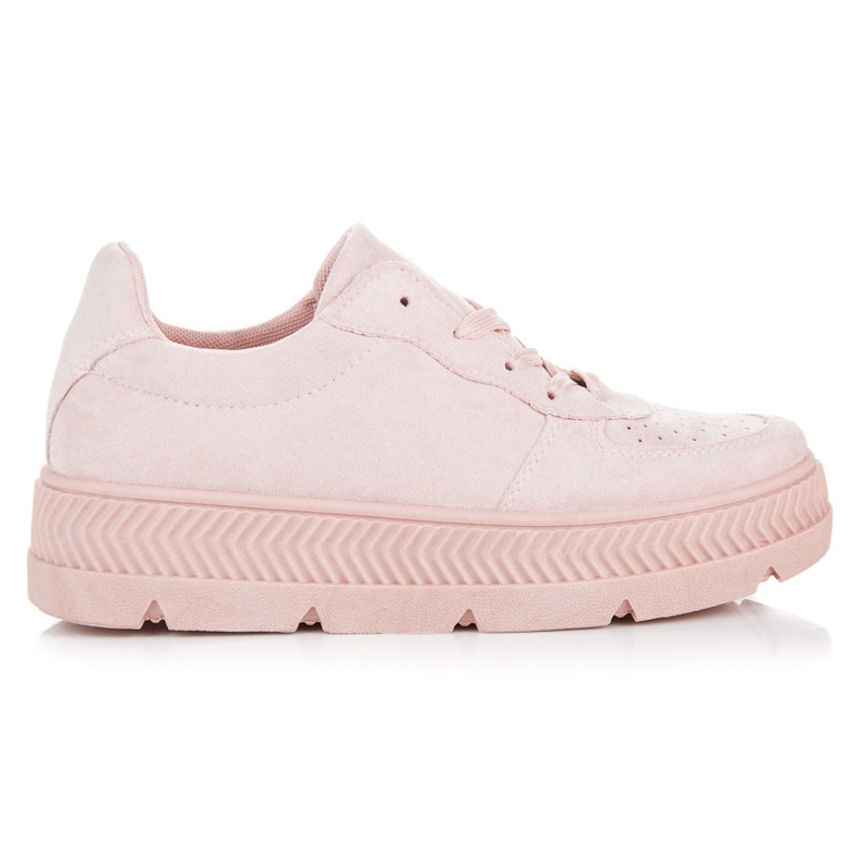 Sneakers in camoscio sulla piattaforma rosa