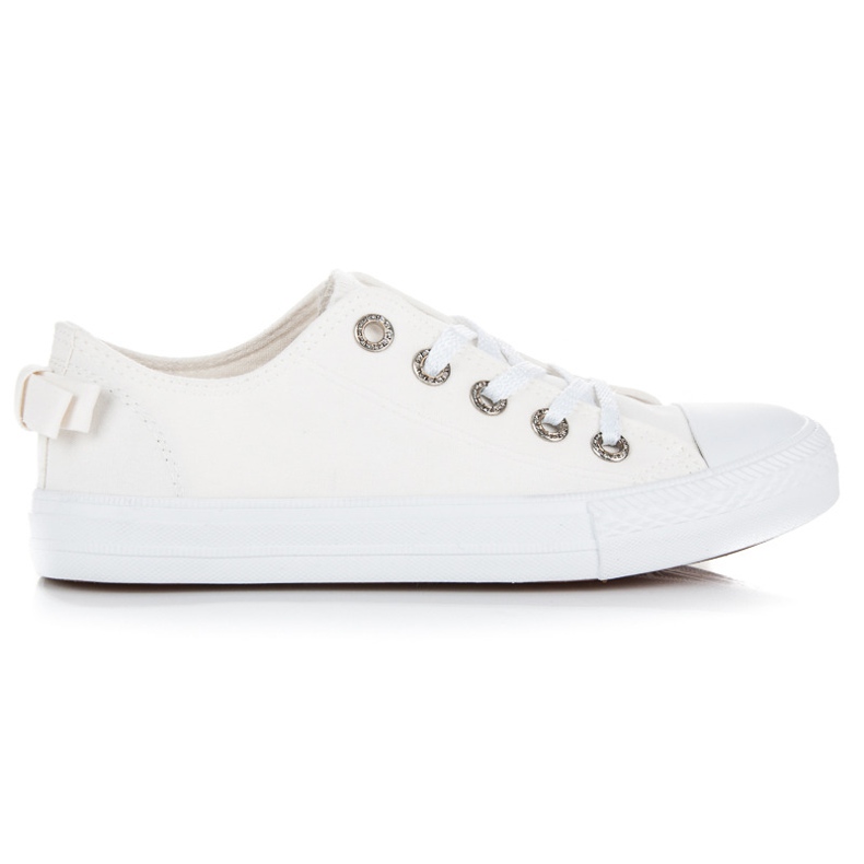 Sneakers bianche con fiocco bianca