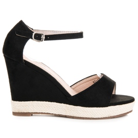 Seastar Sandali con zeppa in camoscio nero