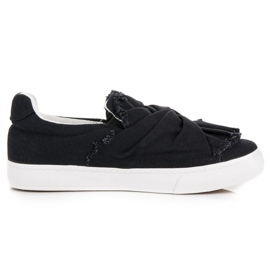 Sneakers slip-on con fiocco nero
