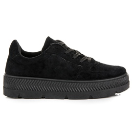 Sneakers in camoscio sulla piattaforma nero