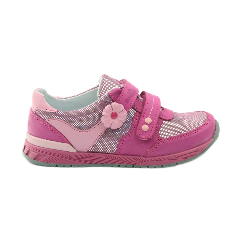 Scarpe da bambina con fiore Ren But 3265 rosa grigio