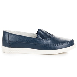 VINCEZA Mocassini Slip-On in Pelle blu
