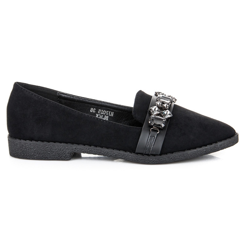 Sweet Shoes Mocassini in camoscio con cristalli nero