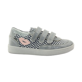 Bartek Scarpe con velcro grigie con pois 35651 rosa grigio bianco