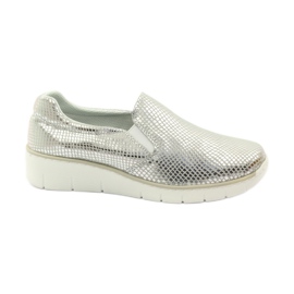 Scarpe sportive Slipony in pelle Filippo 204 bianca grigio