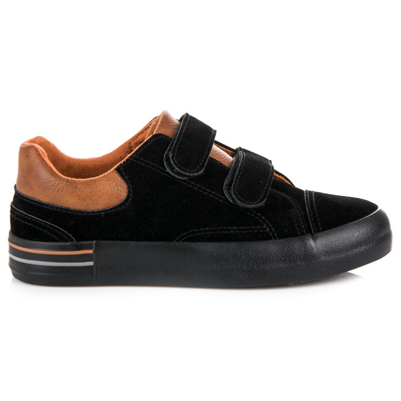 Sneakers in pelle scamosciata con velcro nero marrone