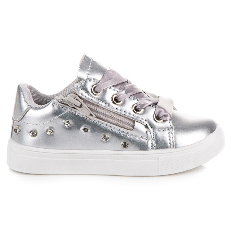 Sneakers argento con nastro grigio