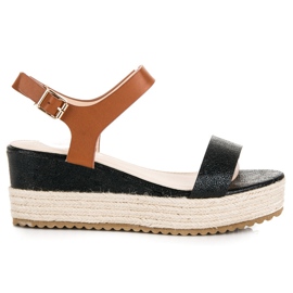 Seastar Sandali espadrillas con zeppa nero