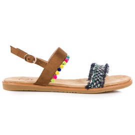 Kylie Sandali in camoscio con pompon marrone