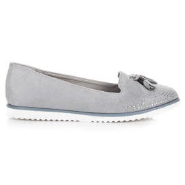 Muto Ballerine in suede con frange grigio