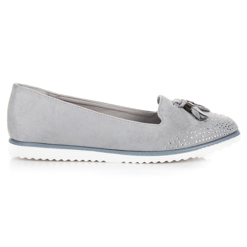 Muto Ballerine in suede con frange grigio