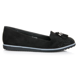 Muto Ballerine in suede con frange nero