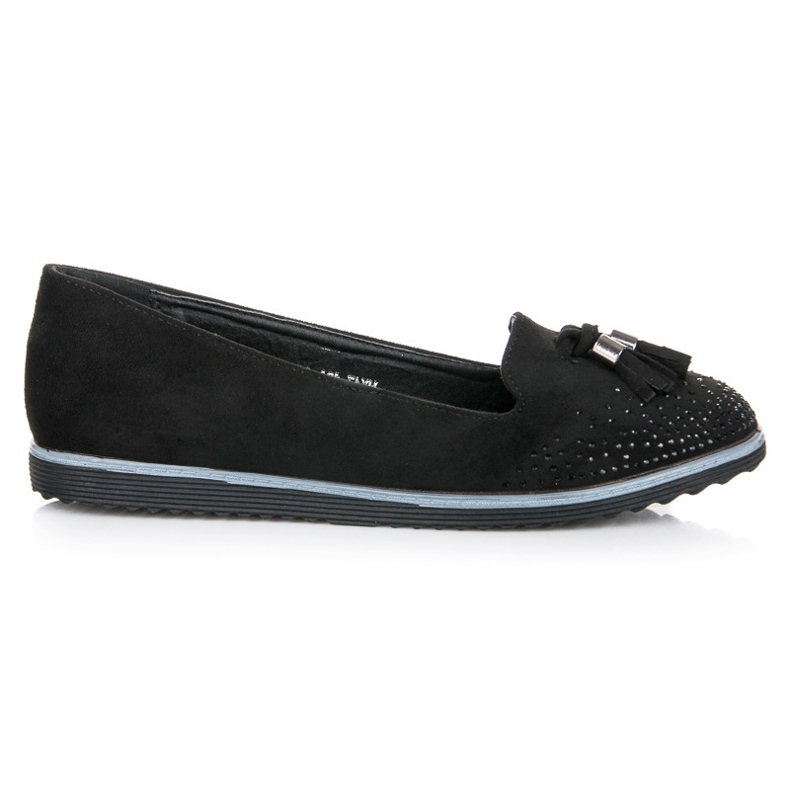 Muto Ballerine in suede con frange nero