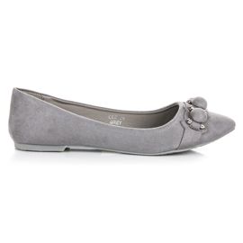 Seastar Ballerine in camoscio con scollo a V grigio