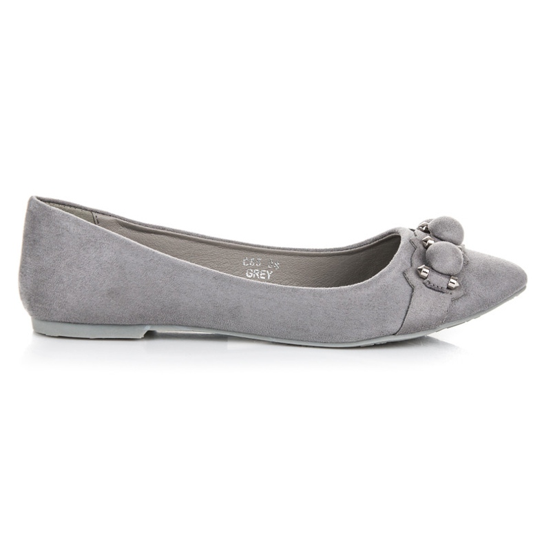 Seastar Ballerine in camoscio con scollo a V grigio