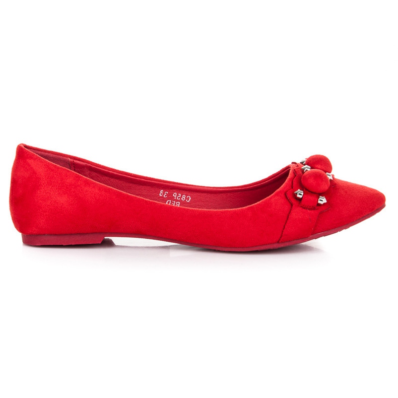 Seastar Ballerine in camoscio con scollo a V rosso