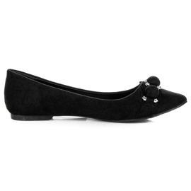 Seastar Ballerine in camoscio con scollo a V nero