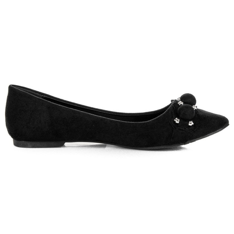 Seastar Ballerine in camoscio con scollo a V nero