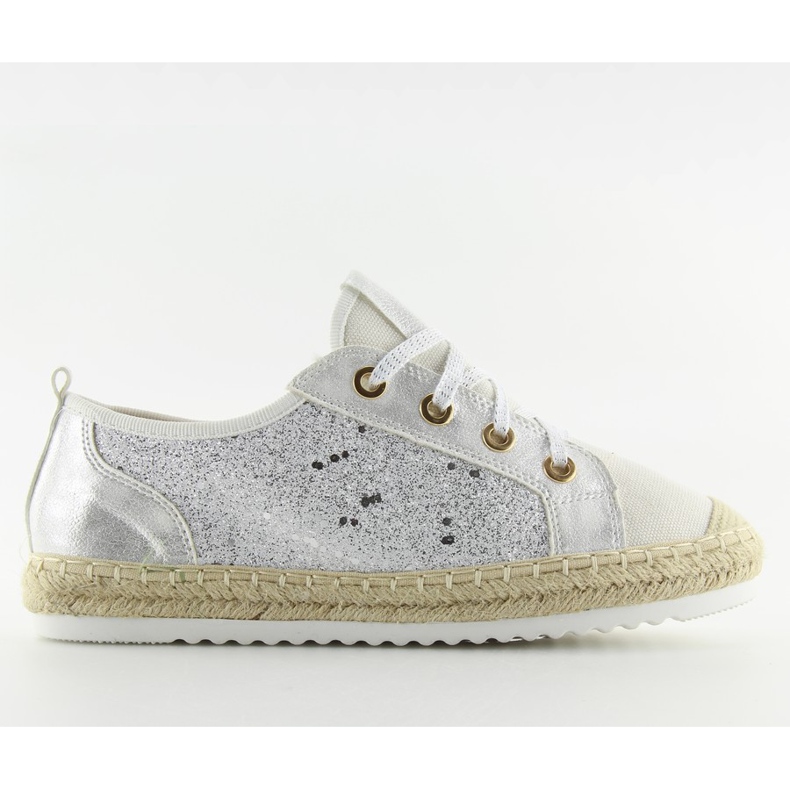 Sneakers espadrillas bianche stringate B-140 White bianca