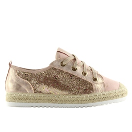 Sneakers espadrillas rosa stringate B-140 Rosa