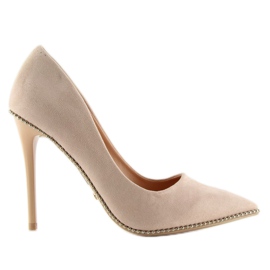 Eleganti scarpe con tacco beige NF-23P da donna beige