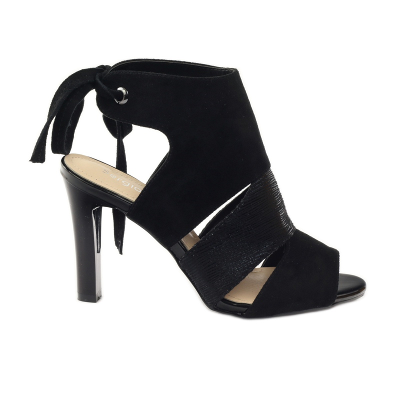 Sandali Sergio Leone 1489 in suede allacciato nero