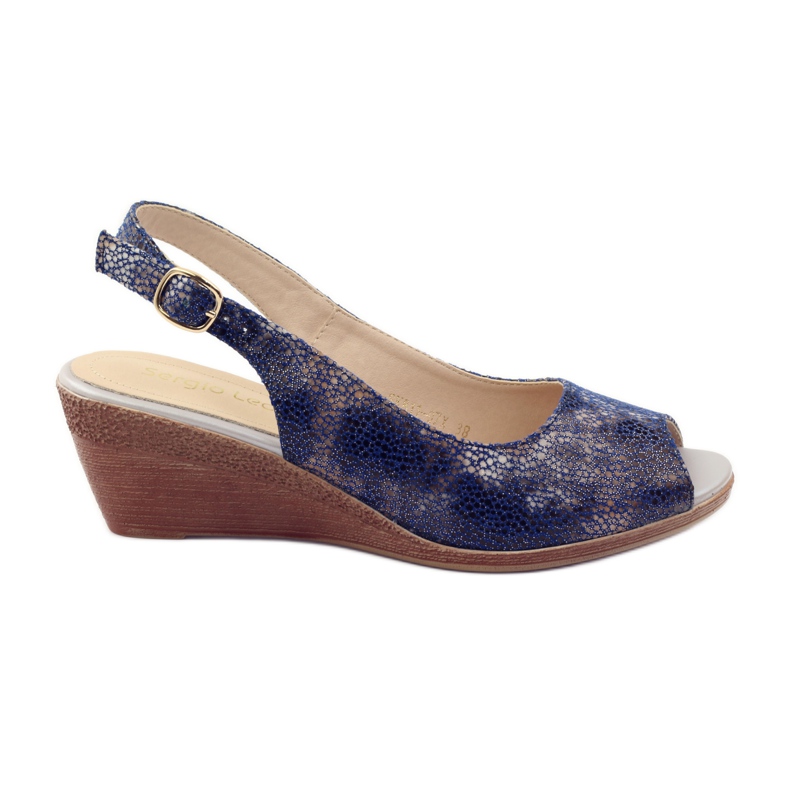 Sandali con zeppa Sergio Leone 811 blu navy