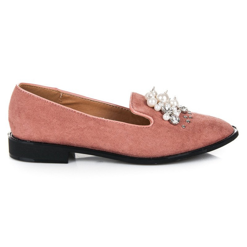 Best Shoes Signori in camoscio con perle rosa