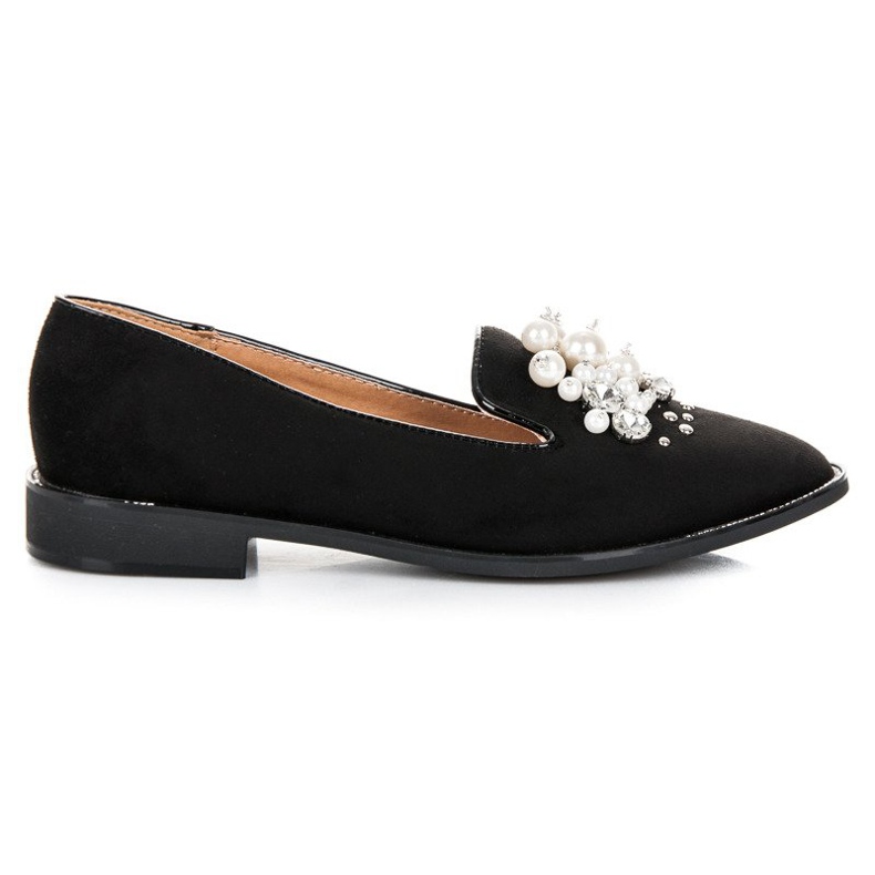 Best Shoes Signori in pelle scamosciata con perle nero